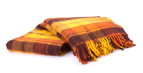 Preview: Soft and warm folded wool plaid with fringe