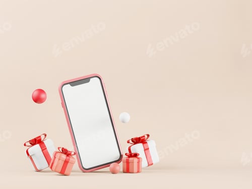 Preview: 3D mobile phone pastel color with graphic