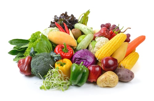 Preview: vegetables and fruits on white background