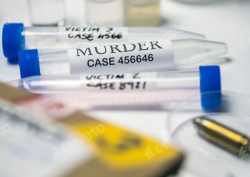 Preview: some forensic evidence of murder at Laboratory forensic equipment, conceptual image