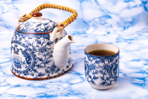 Preview: Teapot and cup of china blue chinese porcelain tea.