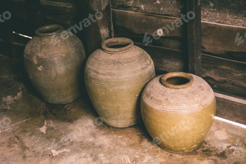 Preview: Thai local vintage Vessel Jar northeast style made of baked clay for food pickled fish or liqueur