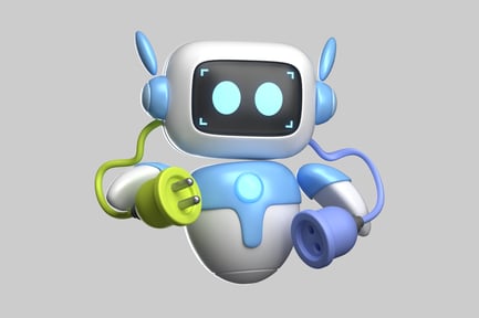 Robô de desenho animado com plugue e soquete