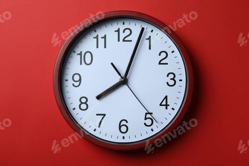 Preview: Standard red home clock on red background
