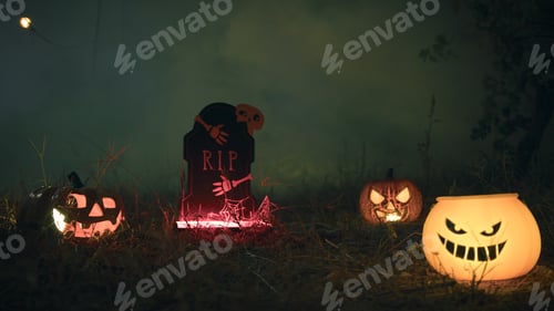 Preview: Pumpkins In The Night Dark Forest of Halloween
