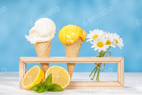 Preview: Refreshing Ice Cream Cones with Lemon and Daisies