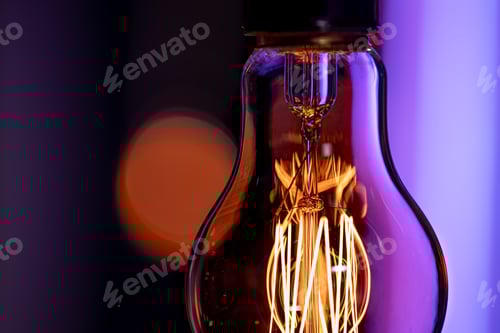 Preview: Close up of a burning lamp on a blurred background.