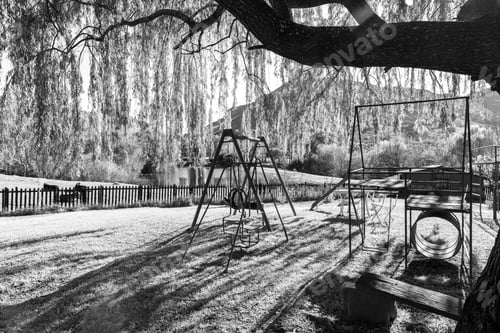 Preview: Children's playpark at Lake Clarens. Monochrome