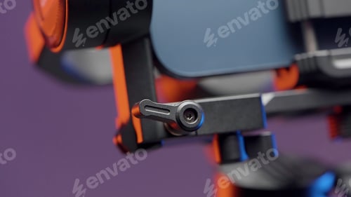 Preview: Portable video camera or smartphone electronic stabilizing system details. Action. Extreme close up