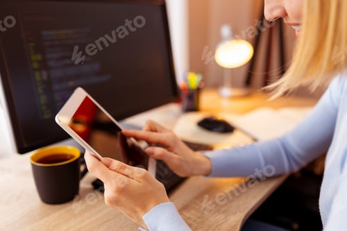 Preview: Female web developer working