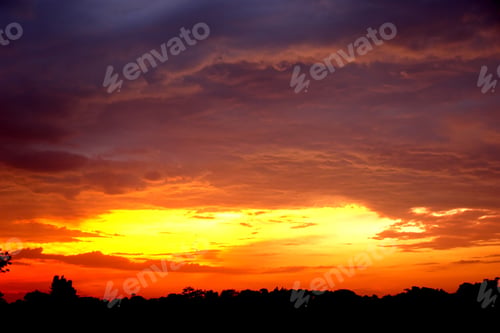 Preview: African ugandan beautiful bright savannah sunset