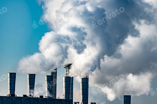Preview: environmental problem. factory pipes develop air pollution b