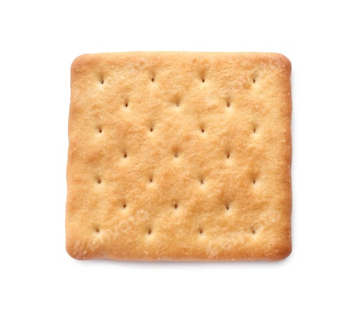Preview: One crispy cracker isolated on white, top view. Delicious snack
