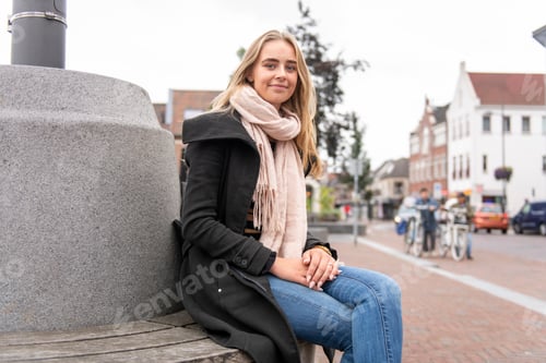 Preview: Portrait of a beautiful young woman in her town