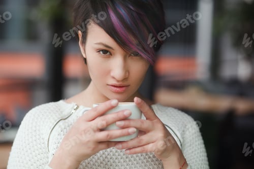 Preview: Sensual model with cup of coffee
