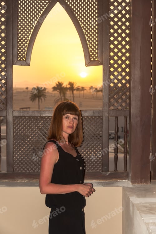 Preview: A Girl Is Walking Along An Egyptian Hotel