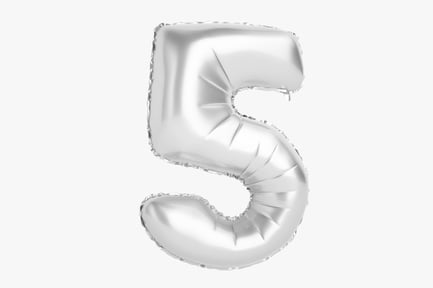 Preview: Silver Foil Balloon - Number Five