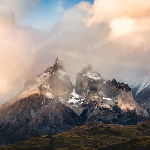 Preview: Storm clouds above Cuernos del Paine, Torres del Paine National Park, Chile