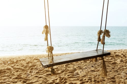 Preview: Wooden swing with view to the sea