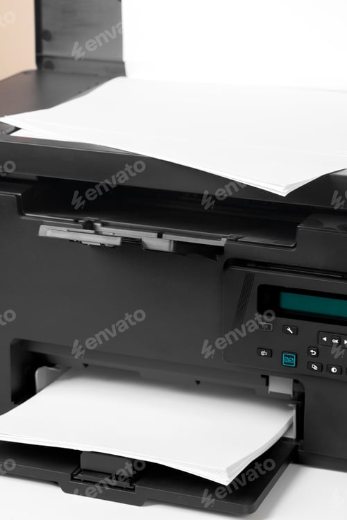 Preview: Close up of printer printing documents