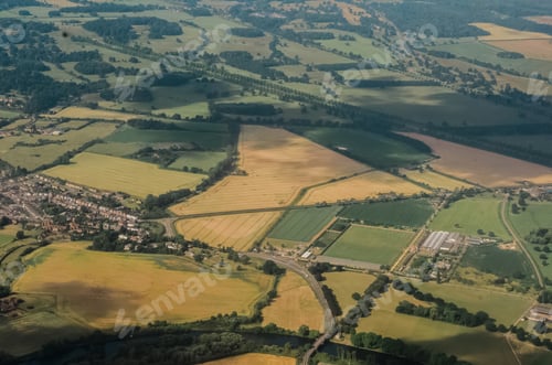 Preview: British countryside. Aerial view,