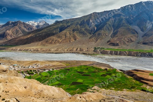 Preview: View of Spiti valley and Spiti river in Himalayas , India