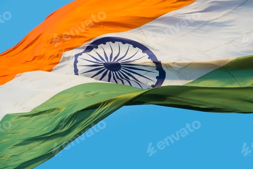 Preview: Close-up shot of wavy Indian flag