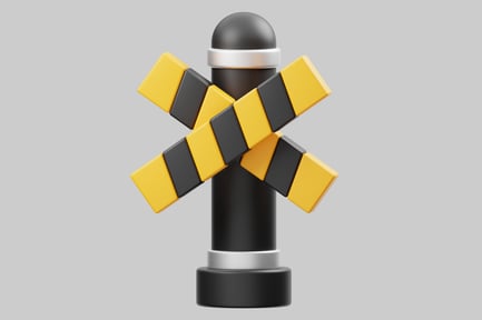 Preview: Cylindrical object with crossed yellow and black striped bars.