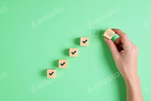Preview: Magnifying glass with education concept, People graduation wearing graduation cap, Knowledge and