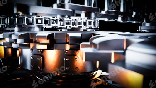 Preview: Complex gear system rotating with interlocking metal components