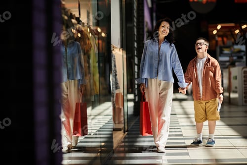 Preview: Mother and son shopping mall stroll