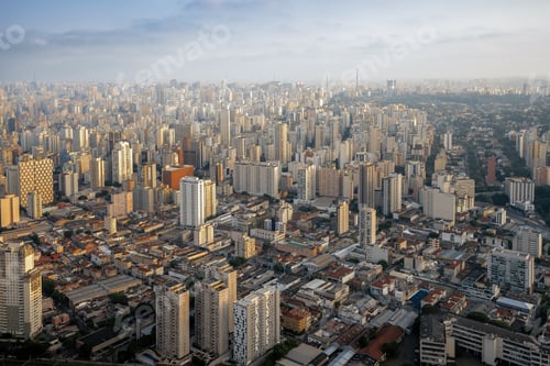 Visualização: Vista aérea do bairro Campos Eliseos e Barra Funda - São Paulo, Brasil