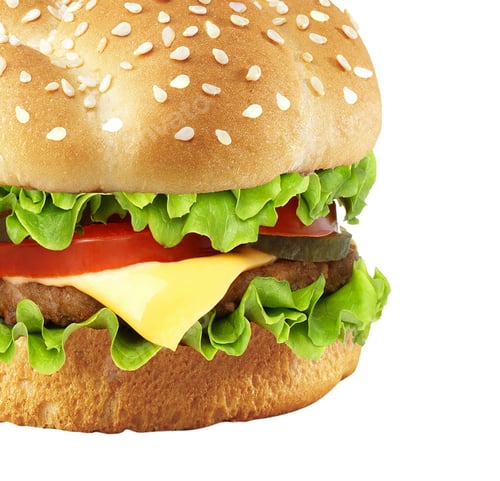 Preview: burger close-up on white background