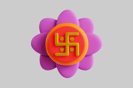 Preview: Auspicious symbol with purple petals