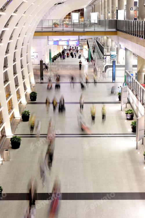 Preview: people moving blur in corridor