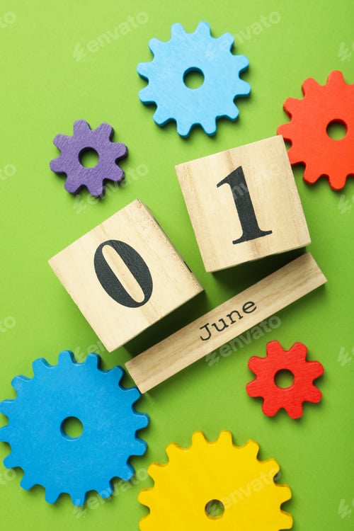 Preview: Concept of World Children's Day on green background