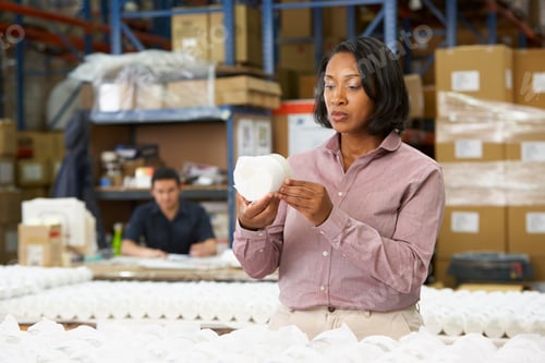 Preview: Manager Checking Goods On Production Line