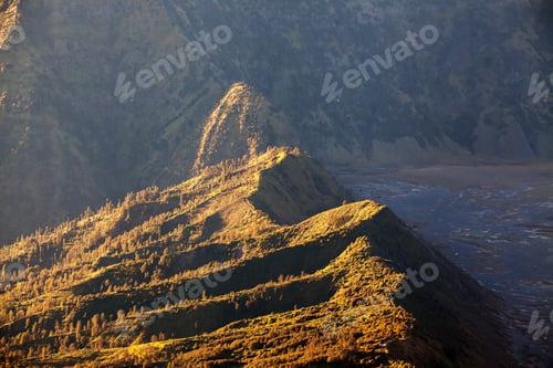 Preview: Mount Bromo volcano (Gunung Bromo) during sunrise from viewpoint on Mount Penanjakan, in East Java,
