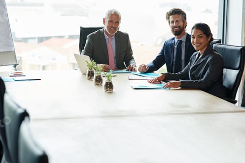Preview: Doing business is in our blood. Shot of a group of executives having a meeting in a boardroom.