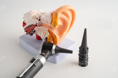 Preview: Otoscope with model for audiologist or ENT doctor use otoscope