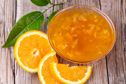 Preview: Bowl of orange jam isolated