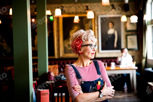 Preview: Quirky woman in bar and restaurant, Bournemouth, England