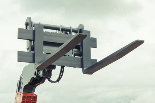 Preview: Forklift loader or stacker. Part of hydraulic mechanism using in industrial machine