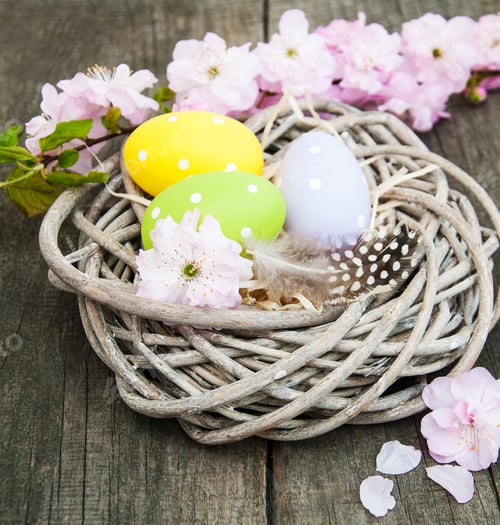 Preview: Easter eggs and sakura blossom
