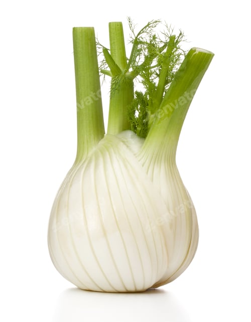 Vista previa: Fresh fennel bulb isolated on white background close up