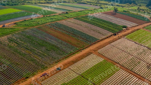 Preview: Aerial view of colorful agricultural fields.