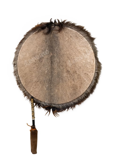 Preview: Ethnic tambourine, isolated on white background