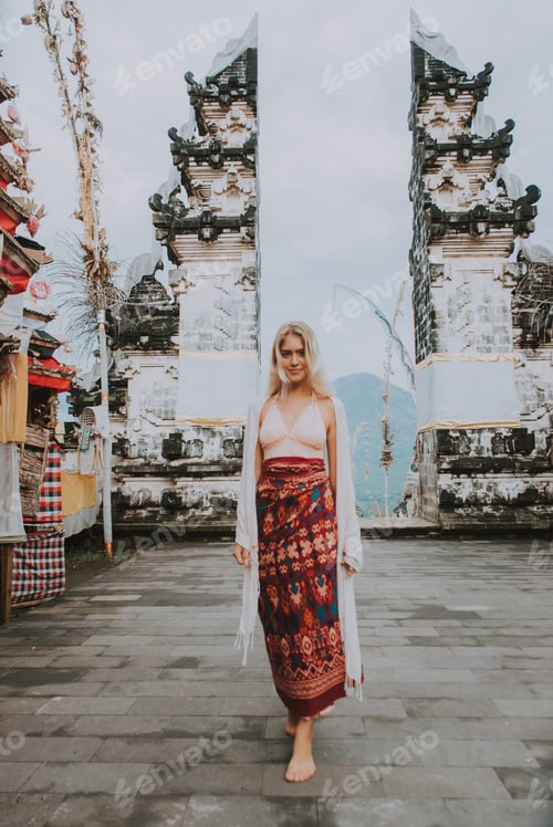 Preview: Woman at Pura Lempuyang temple in Bali