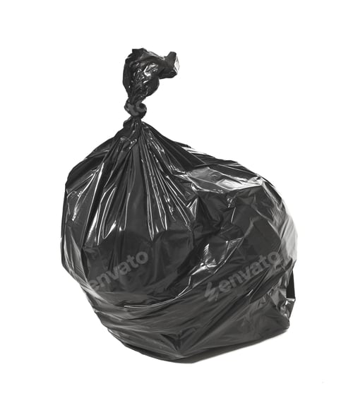 Preview: Black garbage bag isolated on white