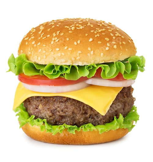 Preview: American big delicious classic burger isolated on white background.